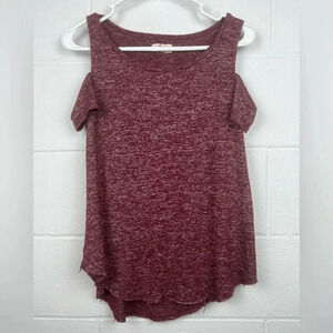 Hollister Cold Shoulder Burgandy Shirt Size Medium